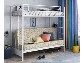 Двухъярусная кровать с диваном Мадлен белая-пифагор в Сатке - satka.magazinmebel.ru | фото