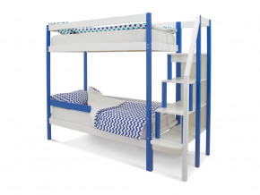 Двухъярусная кровать Svogen с бортиком синий-белый в Сатке - satka.magazinmebel.ru | фото - изображение 1