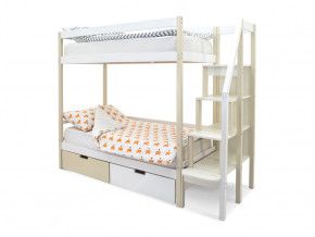 Двухъярусная кровать Svogen с ящиками бежево-белый в Сатке - satka.magazinmebel.ru | фото