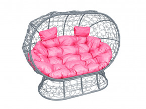 Кокон Лежебока на подставке с ротангом розовая подушка в Сатке - satka.magazinmebel.ru | фото - изображение 1