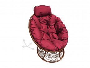 Кресло Папасан мини пружинка с ротангом бордовая подушка в Сатке - satka.magazinmebel.ru | фото