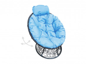 Кресло Папасан мини пружинка с ротангом голубая подушка в Сатке - satka.magazinmebel.ru | фото