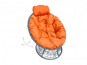 Кресло Папасан мини пружинка с ротангом оранжевая подушка в Сатке - satka.magazinmebel.ru | фото