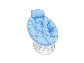 Кресло Папасан мини с ротангом голубая подушка в Сатке - satka.magazinmebel.ru | фото