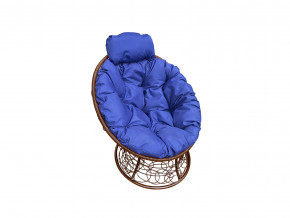 Кресло Папасан мини с ротангом синяя подушка в Сатке - satka.magazinmebel.ru | фото