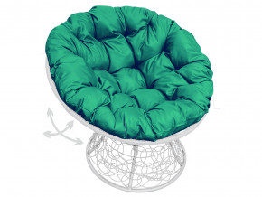 Кресло Папасан пружинка с ротангом зелёная подушка в Сатке - satka.magazinmebel.ru | фото