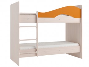 Кровать 2-х ярусная Мая на латофлексах млечный дуб, оранжевая в Сатке - satka.magazinmebel.ru | фото