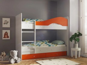 Кровать 2-х ярусная Мая с ящиками на латофлексах белый-оранж в Сатке - satka.magazinmebel.ru | фото - изображение 1