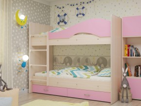 Кровать 2-х ярусная Мая с ящиками на латофлексах розовая в Сатке - satka.magazinmebel.ru | фото - изображение 1