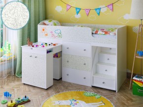 Кровать чердак Малыш 80х180 белый с фасадом для рисования феритейл в Сатке - satka.magazinmebel.ru | фото