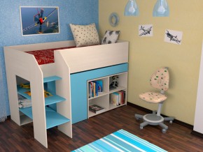 Кровать чердак Теремок 2 Голубой в Сатке - satka.magazinmebel.ru | фото