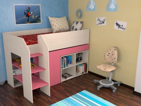 Кровать чердак Теремок 2 Розовый в Сатке - satka.magazinmebel.ru | фото - изображение 1