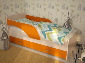 Кровать детская Максимка млечный дуб-оранж в Сатке - satka.magazinmebel.ru | фото