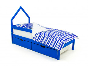 Кровать-домик мини Svogen с ящиками и бортиком синий в Сатке - satka.magazinmebel.ru | фото