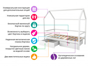 Кровать-домик Svogen с фото с ящиками и бортиком белый/барашки в Сатке - satka.magazinmebel.ru | фото - изображение 2