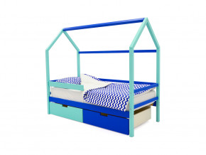 Кровать-домик Svogen с ящиками и бортиком мятно-синий в Сатке - satka.magazinmebel.ru | фото