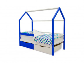 Кровать-домик Svogen с ящиками и бортиком сине-белый в Сатке - satka.magazinmebel.ru | фото - изображение 1