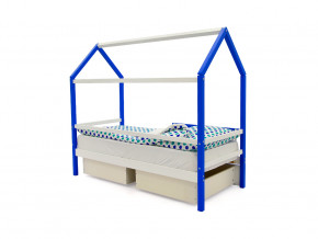 Кровать-домик Svogen с ящиками и бортиком сине-белый в Сатке - satka.magazinmebel.ru | фото - изображение 3