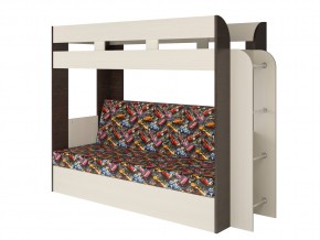 Кровать двухъярусная Карамель 75 венге ткань машинки в Сатке - satka.magazinmebel.ru | фото - изображение 1