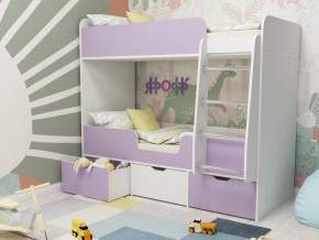 Кровать двухъярусная Малыш двойняшка белый-ирис в Сатке - satka.magazinmebel.ru | фото