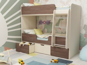 Кровать двухъярусная Малыш двойняшка дуб молочный-бодега в Сатке - satka.magazinmebel.ru | фото