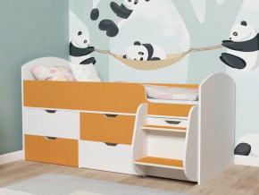 Кровать Малыш-7 белое дерево-оранжевый в Сатке - satka.magazinmebel.ru | фото - изображение 1