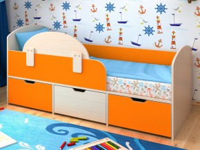 Кровать Малыш Мини Дуб молочный-Оранжевый без бортика в Сатке - satka.magazinmebel.ru | фото - изображение 1