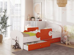 Кровать Мозаика с ящиком и бортиками на ламелях белый-оранж в Сатке - satka.magazinmebel.ru | фото - изображение 1