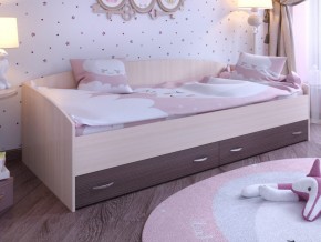 Кровать с выкатными ящиками Дуб молочный-Бодего в Сатке - satka.magazinmebel.ru | фото