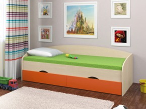 Кровать Соня 2 дуб молочный-оранжевый в Сатке - satka.magazinmebel.ru | фото