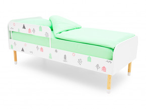 Кровать Stumpa Классика с бортиком рисунок Домики розовый, бирюзовый в Сатке - satka.magazinmebel.ru | фото