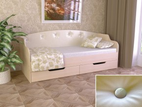 Кровать Юниор Тип 2 дуб молочный-белый перламутр 800х1600 в Сатке - satka.magazinmebel.ru | фото - изображение 1