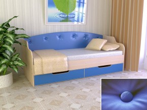 Кровать Юниор Тип 2 дуб молочный/синий 800х1600 в Сатке - satka.magazinmebel.ru | фото - изображение 1