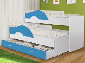 Кровать выкатная Радуга с ящиком 80х160 белая-голубой в Сатке - satka.magazinmebel.ru | фото