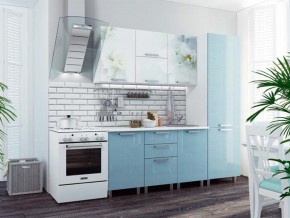 Кухня 2100 Бьянка голубые блестки в Сатке - satka.magazinmebel.ru | фото - изображение 1
