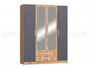 Шкаф для одежды 4-дверный Мартина Графит, Дуб крафт в Сатке - satka.magazinmebel.ru | фото - изображение 1