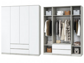 Шкаф для одежды четырехдверный Лори дуб серый, белый в Сатке - satka.magazinmebel.ru | фото