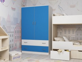 Шкаф двухстворчатый белый-голубой в Сатке - satka.magazinmebel.ru | фото