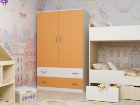 Шкаф двухстворчатый белый-оранж в Сатке - satka.magazinmebel.ru | фото