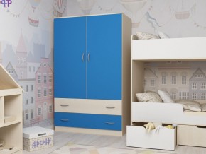Шкаф двухстворчатый дуб молочный-голубой в Сатке - satka.magazinmebel.ru | фото