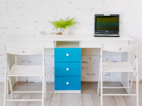 Стол письменный двухместный В 5 голубой в Сатке - satka.magazinmebel.ru | фото