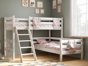 Угловая кровать Соня Вариант 8 с наклонной лестницей белая в Сатке - satka.magazinmebel.ru | фото